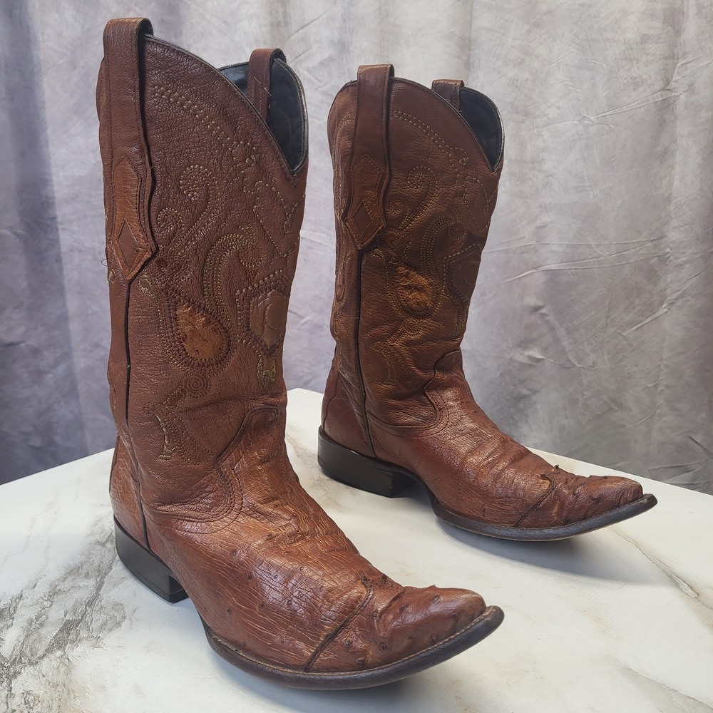 Cuadra Ostrich Wingtip Western Cowboy Boots Western Boots Brown Size 9 Men's
